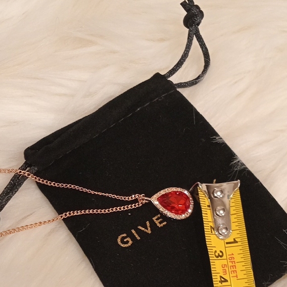 Givenchy Gold Necklace with Red Teardrop Pendant - Picture 12 of 12
